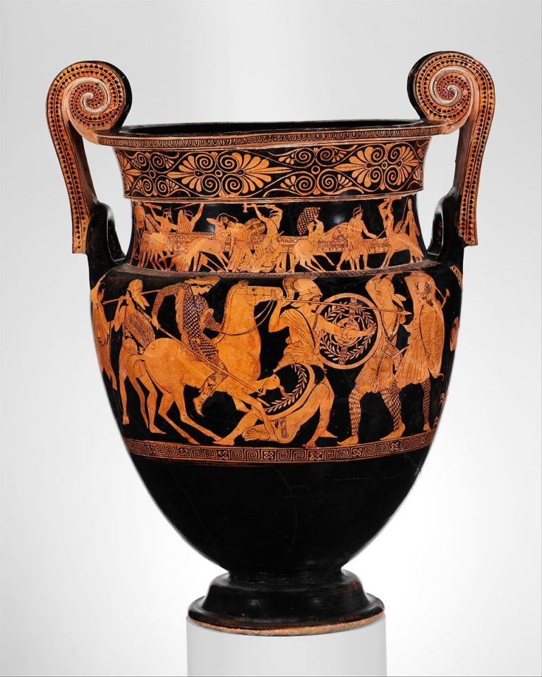 Vase Décoratif En Céramique Style Grec Antique - Scènes Mythologiques En Relief - Occasion